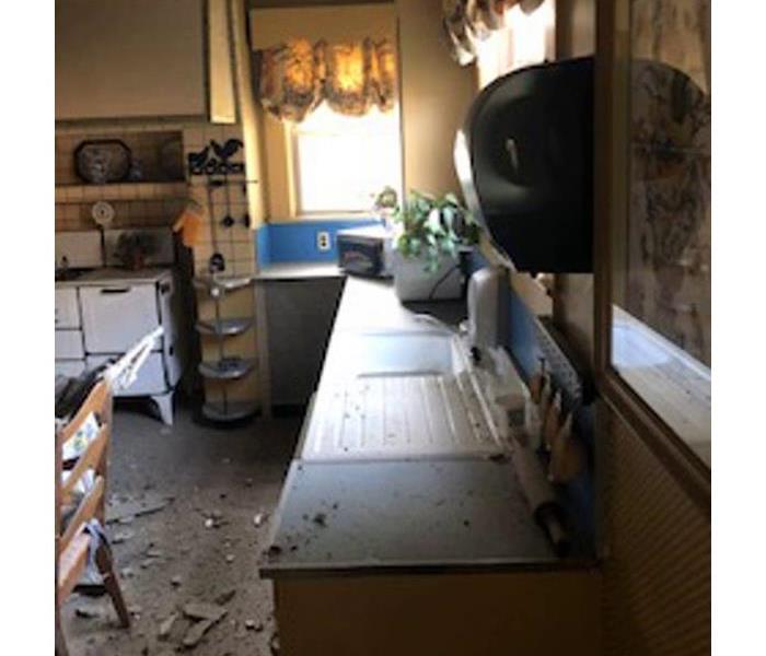 kitchen with ceiling damage